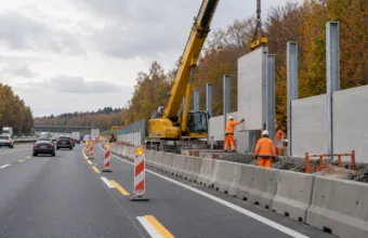 Ekrany akustyczne na E411 w Rixensart i Wavre – prawy pas w stronę Namur zamknięty do końca listopada