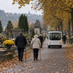 Wszystkich Świętych w Namur – elektryczny bus po cmentarzu Belgrade i melex w Jambes w sobotę 31 października i niedzielę 1 listopada