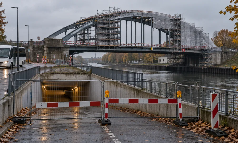 Przejście dla pieszych i rowerzystów pod mostem Busteau w Ghlin zamknięte bez zapowiedzi – od środy 28 października wahadłowe busy