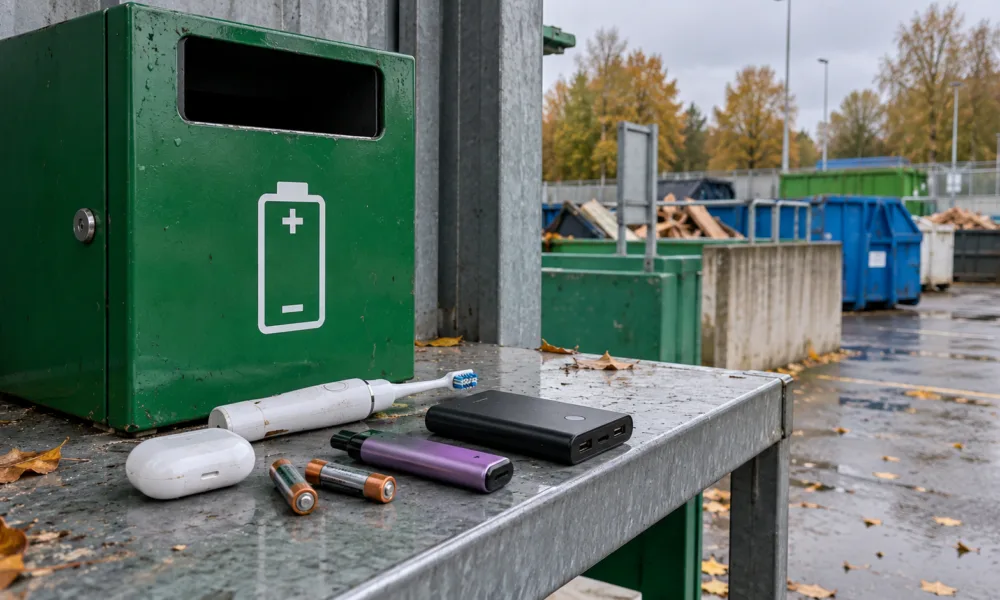 Zużyte baterie nie mogą trafiać do odpadów resztkowych – ukryte w słuchawkach czy e-papierosach mogą wywołać pożar śmieciarki
