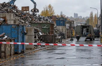 Granat w centrum sortowania złomu na Forest – ewakuacja firm i strefa bezpieczeństwa przy rue Saint-Denis, saperzy: pusty i niegroźny