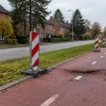 Biało-czerwone pachołki od ponad roku na ścieżce rowerowej w Houthalen-Helchteren – gmina: pod Varenstraat grożą zapadliska