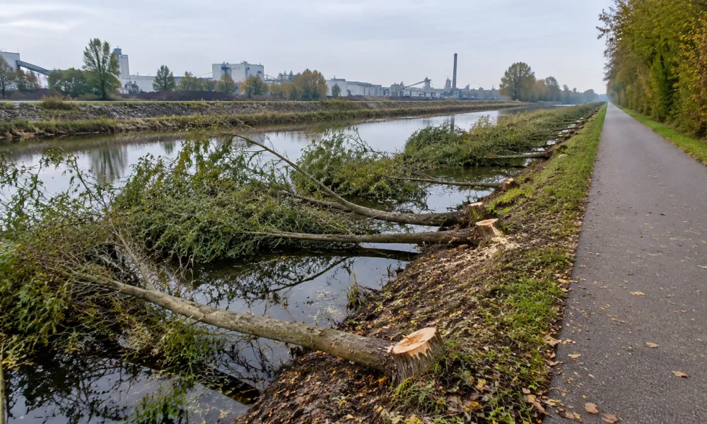 Nieznani sprawcy znów ścięli młode drzewa przy ścieżce rowerowej w Beringen – „To już czwarty raz”