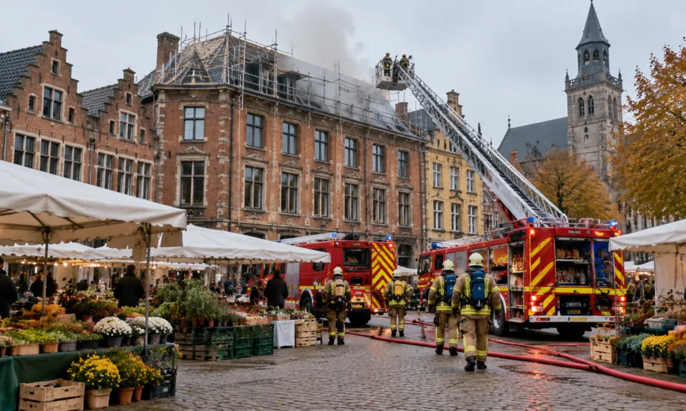 Pożar w hotelu De Zalm na Grote Markt w Herentals – pracownik ugasił ogień, zanim przyjechali strażacy