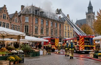 Pożar w hotelu De Zalm na Grote Markt w Herentals – pracownik ugasił ogień, zanim przyjechali strażacy