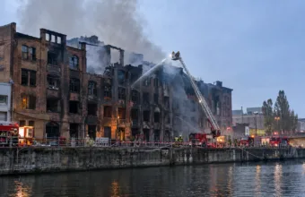 Gwałtowny pożar budynku przy quai de Mariemont na Molenbeek – jedna osoba ciężko podtruta dymem