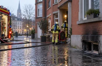 Pożar w piwnicy bloku przy Gemeenteplein w Mortsel – czujniki dymu zaalarmowały mieszkańców, nikt nie ucierpiał
