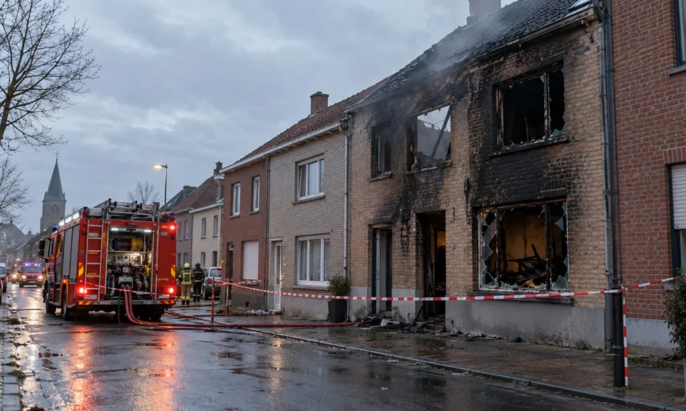 Pożar domu w Moerbeke koło Geraardsbergen – kobieta ciężko ranna, mieszkańcy mają zamknąć okna z powodu możliwego azbestu