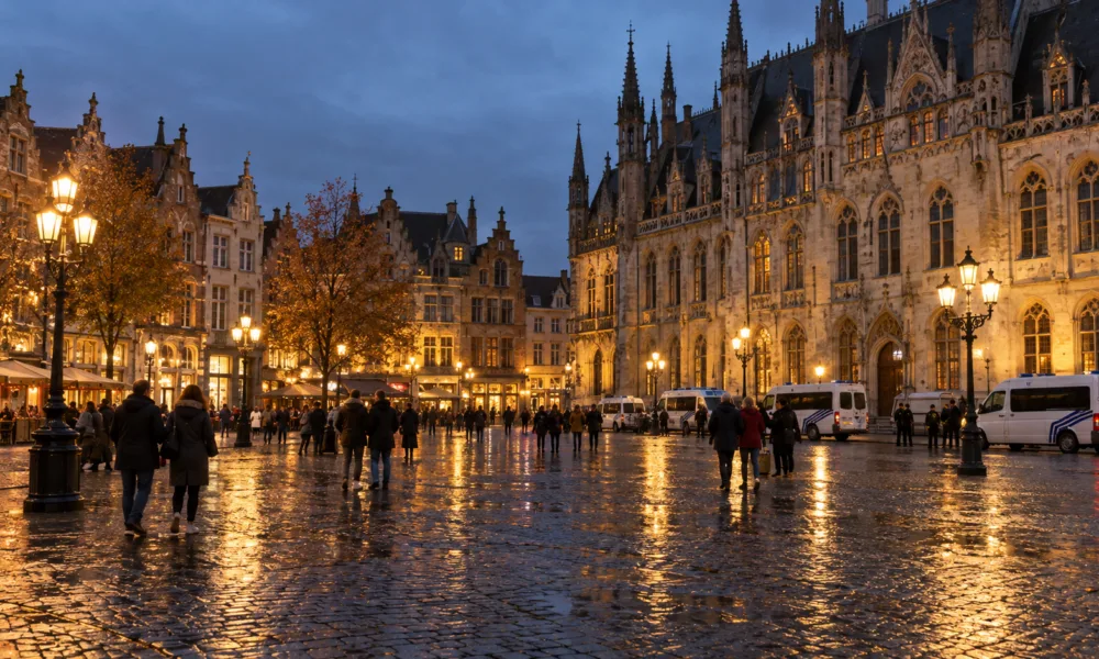 Protest nacjonalistycznych studentów na Grote Markt w Leuven w środę wieczorem – miasto odwołało wykład Filipa Dewintera, zapowiedziano kontrmanifestacje