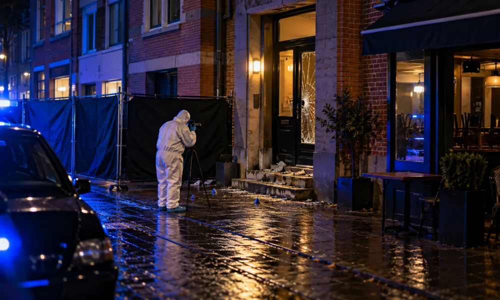Wybuch ładunku przy bloku mieszkalnym przy Provinciestraat w Antwerpii – uszkodzone drzwi wejściowe i próg, nikt nie został ranny