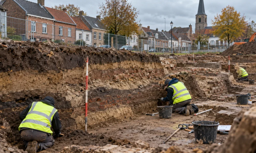 Wyjątkowo dobrze zachowany fragment wału miejskiego odkryty w Herentals – w tym miejscu powstanie nowe osiedle