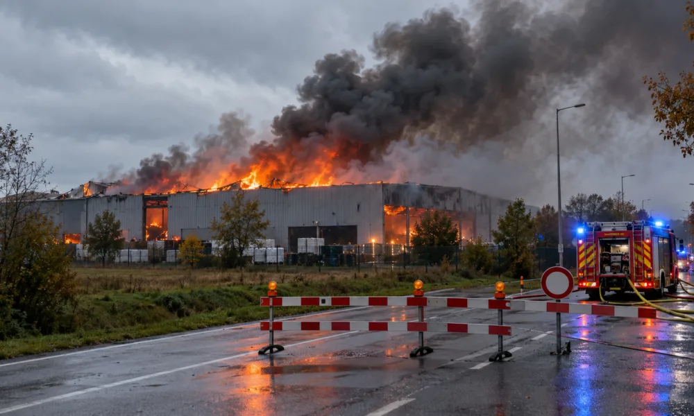 Duży pożar magazynu w Kortrijk z serią wybuchów – zamknięta droga N50, straż Fluvia kieruje tam wszystkie siły