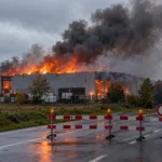 Duży pożar magazynu w Kortrijk z serią wybuchów – zamknięta droga N50, straż Fluvia kieruje tam wszystkie siły