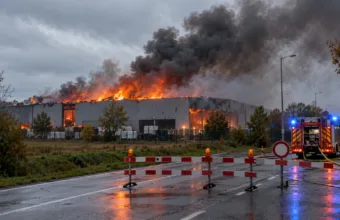 Duży pożar magazynu w Kortrijk z serią wybuchów – zamknięta droga N50, straż Fluvia kieruje tam wszystkie siły
