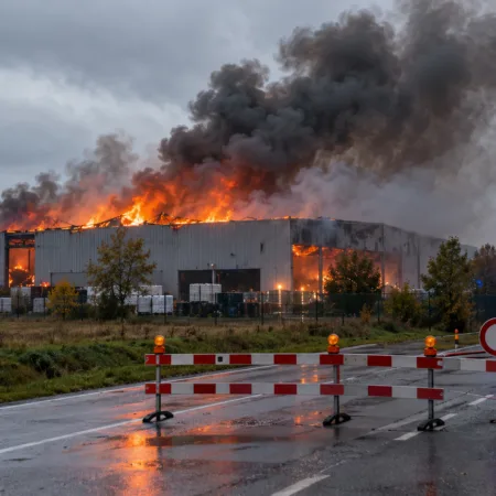Duży pożar magazynu w Kortrijk z serią wybuchów – zamknięta droga N50, straż Fluvia kieruje tam wszystkie siły