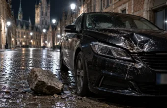 Rowerzysta rzucał kamieniami w samochody w centrum Ieper – kamera w aucie nagrała sprawcę, policja wszczęła śledztwo