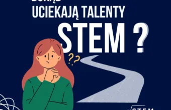 Plakat Fundacji Forum STEM – raport Dokąd uciekają talenty STEM?